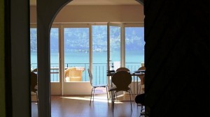 Ausblick vom Esszimmer auf den See